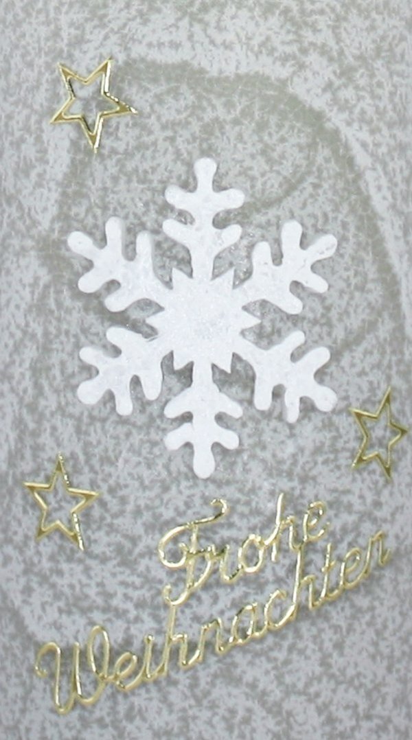 Weihnachtskerze Schneeflocke grau