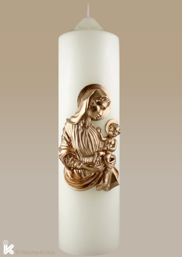 Marienkerze , Mutter Gottes mit Kind. bronzefarben